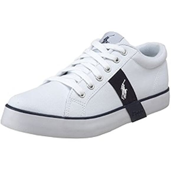 Ralph Lauren Men's Canvas Sneakers White & Navy